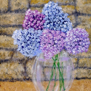 Hydrangea Art Print – Blue and Purple Flower Painting – Fine Art Giclée Wall Art