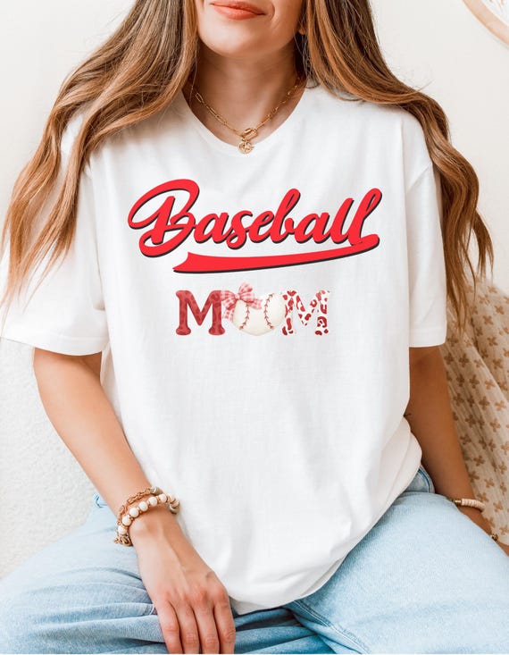 Baseball Mom Shirt - Oversized Chenille Letter Tee For Softball Season