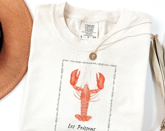 Comfort Colors® Lobster Shirt,Lobster Lover Shirt,Nautical Fisherman Shirt,French Coastal Distressed Shirt,Lobster Graphic T-Shirt,Funny Tee