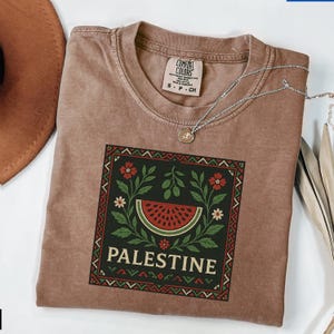 Palestine Solidarity Comfort Colors Tee: Gaza, Watermelon Design