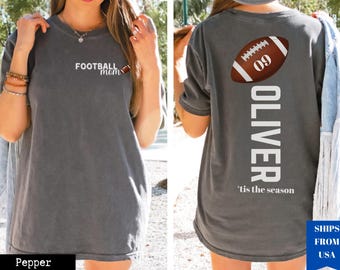 Personalisiertes Fußball Mom Shirt: Benutzerdefinierter Name & Nummer, Spieltag T-Shirt