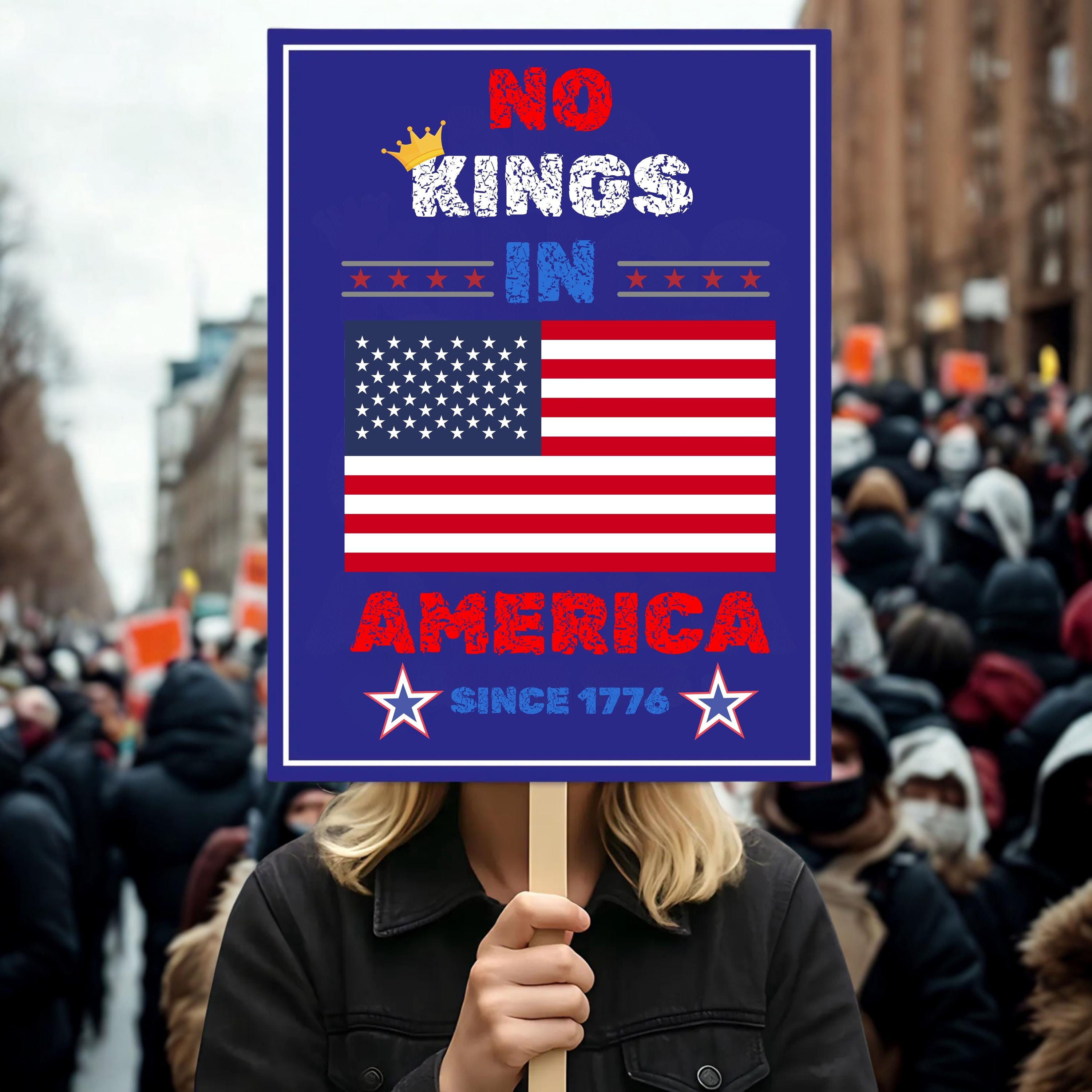Discover No Kings In America Yard Sign: Political Protest, Weather-Resistant