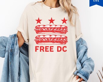 Protestshirt DC Statehood: sandwiches DC-vlag, T-shirt mensenrechten, anti-Trump, activist, Resist,