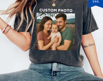 Camiseta con foto personalizada Comfort Colors®, camiseta personalizada, camiseta con foto personalizada, camiseta con foto, camiseta con foto familiar, camisetas con imagen de logotipo, regalo