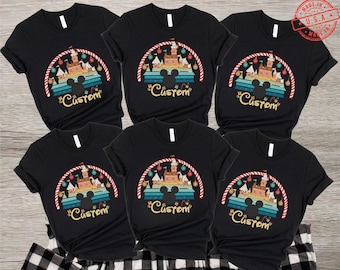 Christmas Family Disney shirts, Personalized Disneyland tee shirt, Custom Disney name shirt, Disney group shirt, Magical Castle Shirt