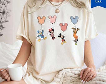 Maglietta retrò di Topolino e amici, maglietta vintage Disney, maglietta con personaggi Disney, maglietta di Topolino e compagnia per Natale, regalo per la famiglia di Disneyland