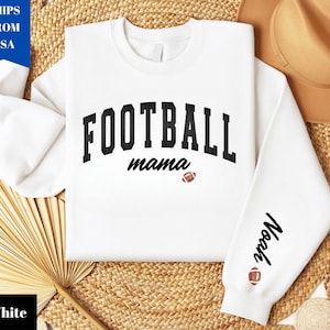 Personalized Football Mama Sweatshirt - Kids&#39; Names on Sleeve - Game Day Sweater