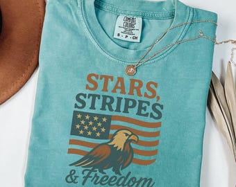 Comfort Colors USA-flaggtröja: Retro 4 juli-tröja
