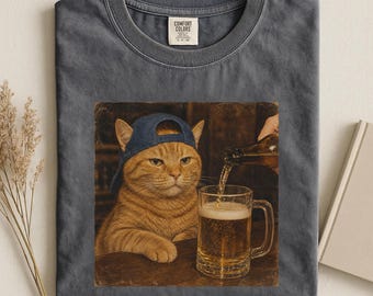 Funny Cat Beer Shirt, Drinking Cat Graphic Tee,Beer Lover Cat T-Shirt,Silly Novelty Shirt, Sarcastic Gift, Funny Shirt Women Men Idea