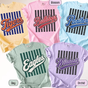 Custom Mascot Shirt, Retro Game Day Tee, Personalized Team Spirit Apparel, Vintage Baseball Script Tshirt, Comfort Colors Football Mom