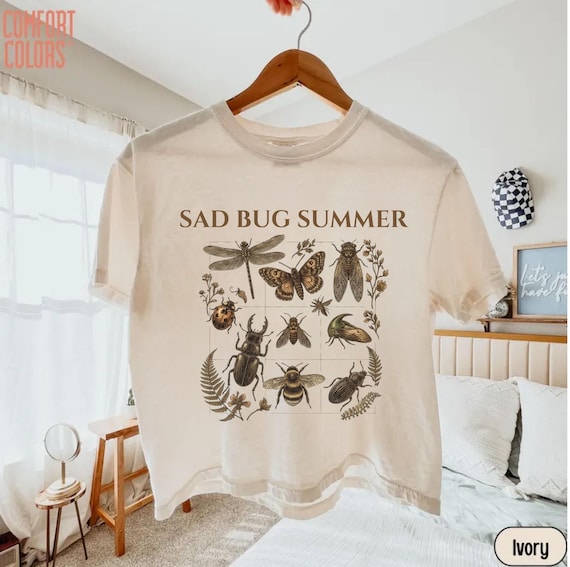 Sad Bug Summer Boxy Tee, Retro Insect Shirt, Cottagecore Bug Crop Top, Nature Lover Tee, Vintage Bug Shirt, Gift for Her