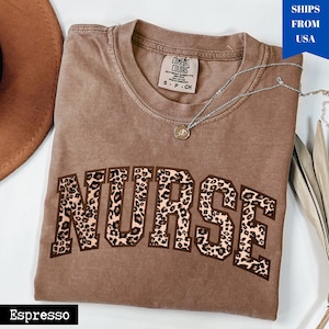 Comfort Colors® Leopard Nurse Shirt, Nurse T-Shirt, RN Shirt, Nursing School Shirt, Registered Nurse Shirt, Nurse Gift