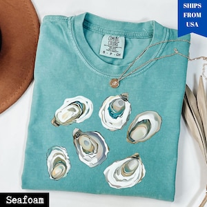 Comfort Colors® Retro Oyster Lover shirt,Watercolor Seafood Tee for Women Men,Vintage Sea Life shirt,Coastal Beach Shirt,Summer Gift for Her