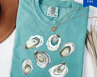 Retro Oyster Lover T-shirt, Watercolor Seafood Tee for Women Men, Vintage Sea Life Tshirt, Coastal Beach Shirt, Summer Gift for Her