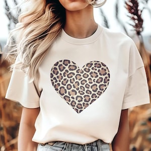 Comfort Colors® Leopard Heart Shirt,Valentine Heart Shirt, Cute Valentine Day Shirt, Animal Print Shirt, Heart Valentine Shirt,Gift For Mam