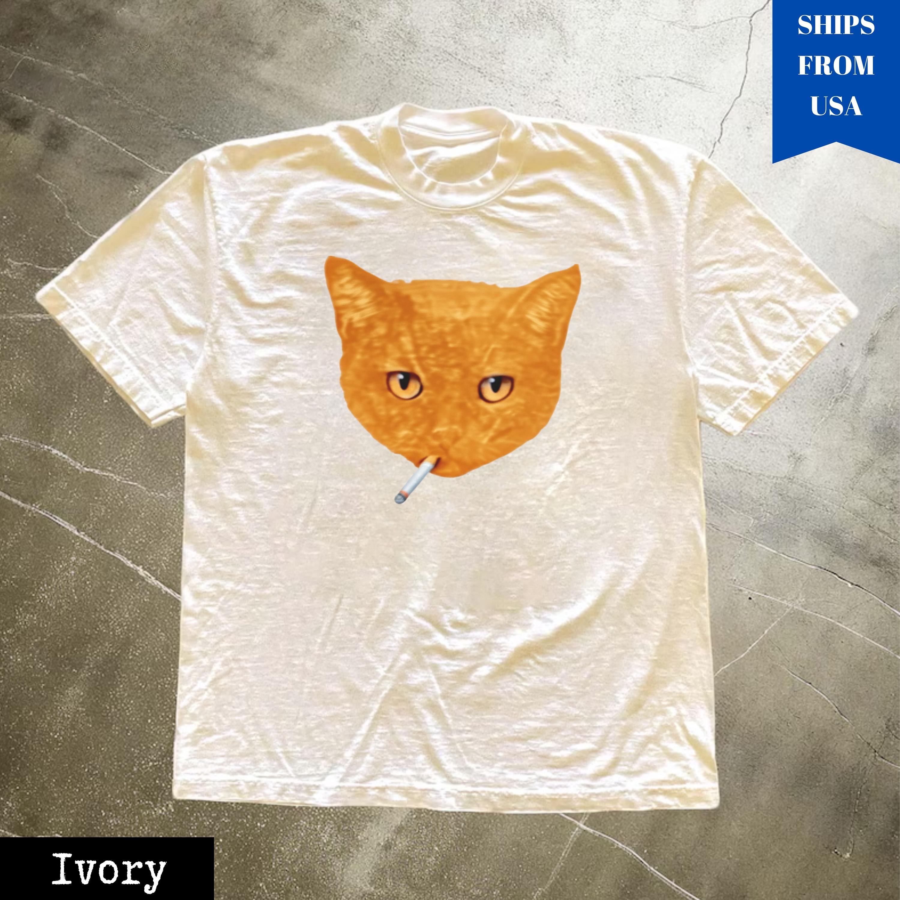 Comfort Colors Alt Clothing, Smoking Cat Y2K Shirt, Vintage Orange