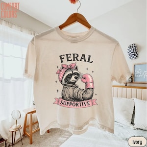 Cancer Fighter Comfort Colors® Boxy Tee, Feral Supportive Raccoon Shirt, Chemo Support Gift, Cancer Warrior Crop Top