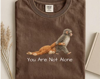 Monkey Punch Comfort Colors® T-Shirt, Baby Monkey Holding Plush Toy, Animal Lover Gift, Viral Monkey Shirt, Cute Cozy Shirt, Wildlife Shirt