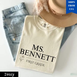 Toile de Jouy First Grade Teacher Shirt - Comfort Colors Tee