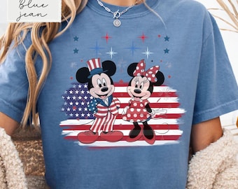 Comfort Colors® Retro Mickey Mouse 4th of July Tee, USA Flag Disney Shirt, Vintage Patriotic Mouse T-Shirt, Independence Day Graphic Tee