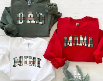 Matching Family Christmas Sweatshirts,Holiday Pajama Shirts,Mom Dad and Kids Xmas Outfits, laid Family Christmas Shirt, Cozy Holiday Sweater