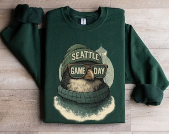 Seattle Football Crewneck Sweatshirt, Seattle Mascot Sweatshirt, Vintage Sports Fan Apparel, Trendy Game Day Gift, Seattle Football Fan Tee