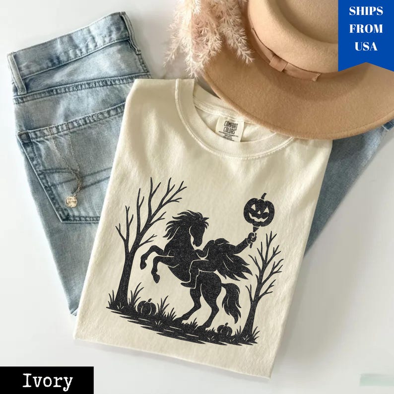 Headless Horseman Comfort Color® Halloween Unisex T-shirt, Fall Apparel ...