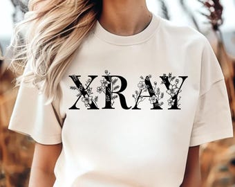 Floral X-Ray Radiology Comfort Colors T-Shirt: Botanical Skeleton Graphic