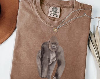 Camiseta Comfort Colors Monkey: Camiseta vintage de los 90 con estampado de la jungla.