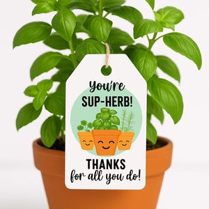 IMPRIMABLE Vous êtes Sup-HERB ! Merci pour tout ce que vous faites ! Étiquette | Téléchargement instantané | Étiquette-cadeau Plante aromatique | Sachets de graines