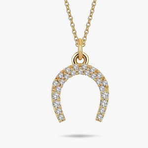 Real Gold Mini Horseshoe Necklace, Good Luck Symbol Pendant, Silver Lucky Horse Jewelry, Horseshoe Layering Necklace, Gift for Horse Lovers