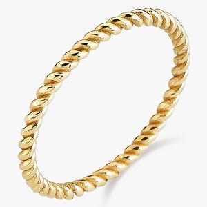 Real Gold Twist Ring, Twisted Rope Wedding Band, Twist Stacking Ring, 1.2 mm Wedding Ring, Wedding Band, Tiny Gold Knuckle Ring Gift For Her