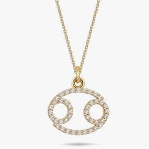 Solid Gold Cancer Zodiac Necklace: Minimalist Horoscope Charm