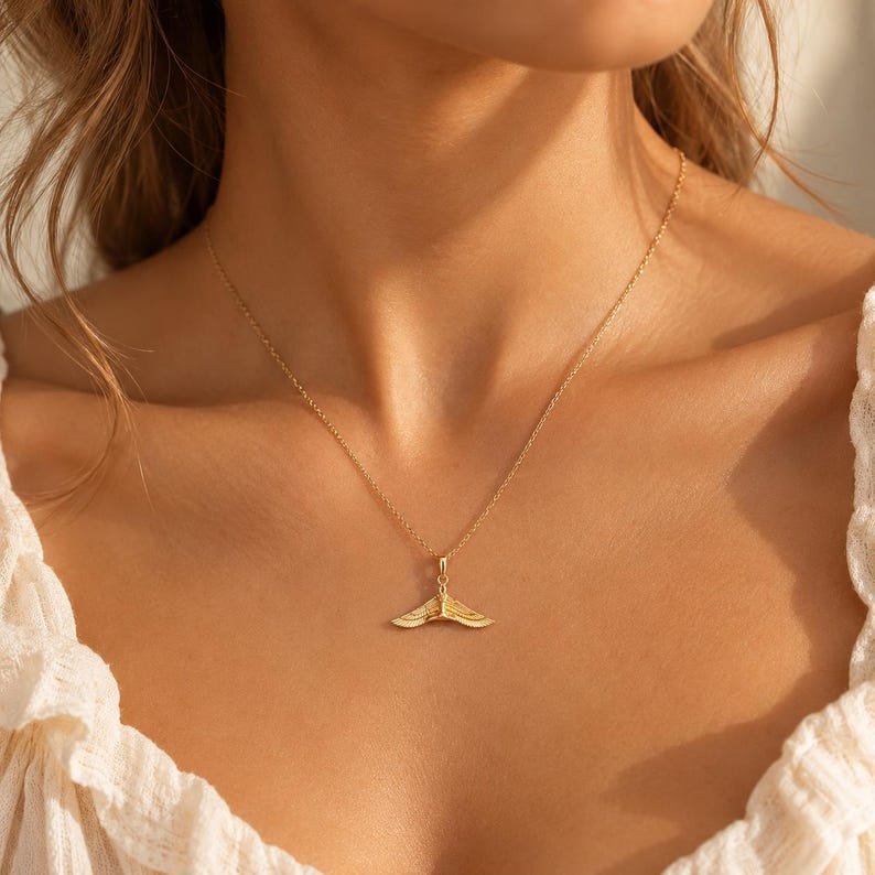 Real Gold Goddess Isis Necklace, Egyptian Mythology Pendant, 14K Gold Necklace, Dainty Gold Necklace, Memorial Necklace image 3