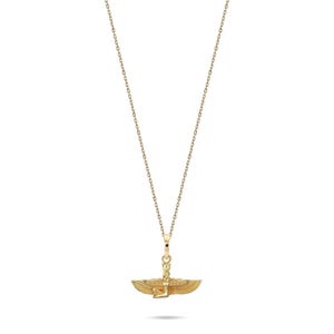 Real Gold Isis Pendant Necklace, Minimalist Egyptian Goddess Amulet, Spiritual Gift for Daughter, Gold Charm Necklace, 10K Gold Necklace image 10
