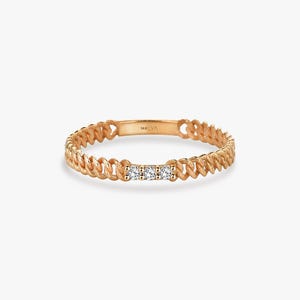 Solid Gold curb link ring, Stackable Cuban Chain Band, Modern Statement Ring for Women image 4