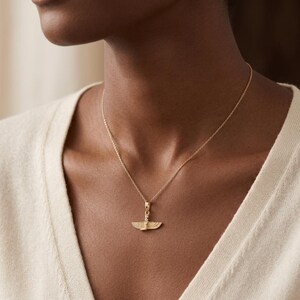 Real Gold Isis Pendant Necklace, Minimalist Egyptian Goddess Amulet, Spiritual Gift for Daughter, Gold Charm Necklace, 10K Gold Necklace image 8