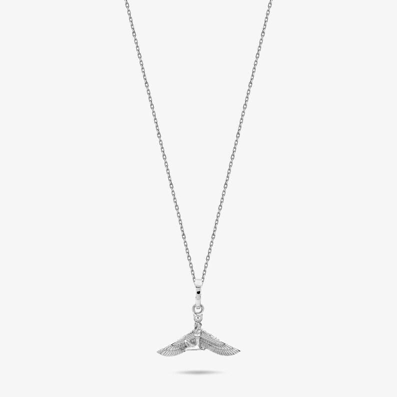 Real Gold Goddess Isis Necklace, Egyptian Mythology Pendant, 14K Gold Necklace, Dainty Gold Necklace, Memorial Necklace image 7