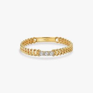 Solid Gold curb link ring, Stackable Cuban Chain Band, Modern Statement Ring for Women image 7