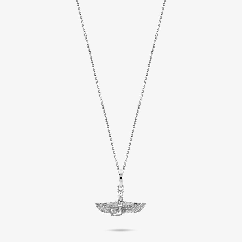 Real Gold Isis Pendant Necklace, Minimalist Egyptian Goddess Amulet, Spiritual Gift for Daughter, Gold Charm Necklace, 10K Gold Necklace image 12