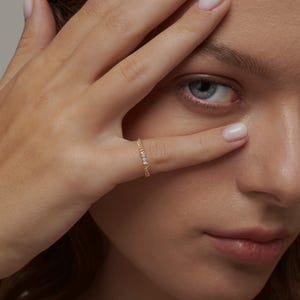 Solid Gold curb link ring, Stackable Cuban Chain Band, Modern Statement Ring for Women image 2