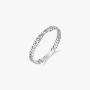 Solid Gold curb link ring, Stackable Cuban Chain Band, Modern Statement Ring for Women image 3