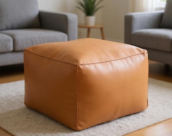 Moroccan seat cushion, footstool pouf leather, outdoor floor cushion, patio furniture, custom anniversary gift, bedside meditation cushion