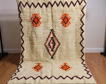 Tappeto marocchino colorato boho, tappeto personalizzato estetico, tappeto berbero moderno, tappeto color pesca fresco, grande tappeto fatto a mano, tappeto in pelle di pecora Beni Ourain