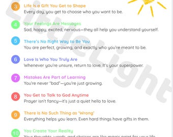 Kids Affirmation Poster: 12 Loving Truths, Mindfulness Wall Art (Digital Download)