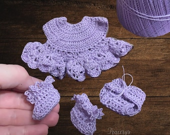Micro Preemie Crochet Dress Booties and Diaper Cover Handmade