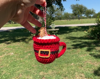 Santa’s Milk and Cookies Crochet Ornament - Original Unique Christmas Decor