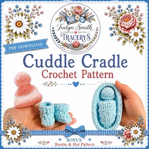 Crochet Cuddle Cradle Pattern – Micro Preemie Booties & Hat (Digital Download, PDF)