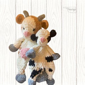 Crochet Cow Snuggler Soft Squishy Lovey Handmade