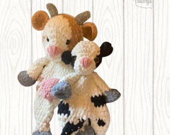 Crochet Cow Snuggler Soft Squishy Lovey Handmade